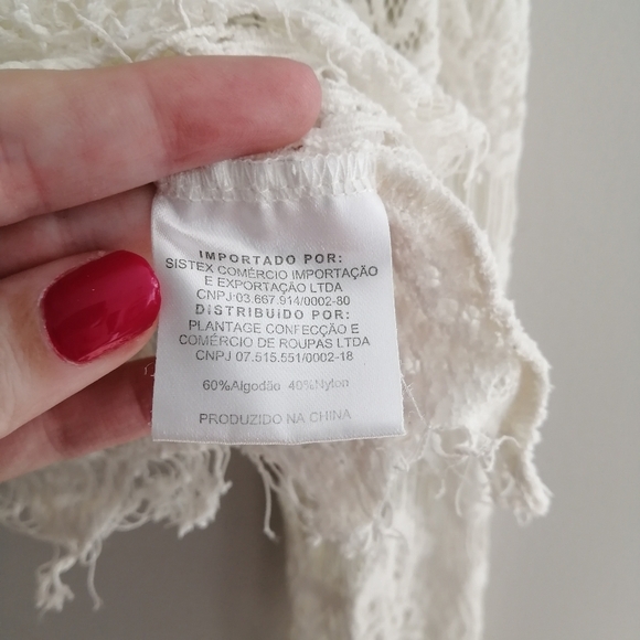 Farm Rio Sheer Lace Long Sleeve Ivory Blouse P (00-0) - Picture 12 of 16